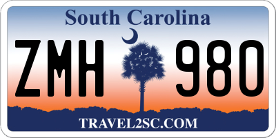 SC license plate ZMH980