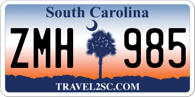SC license plate ZMH985