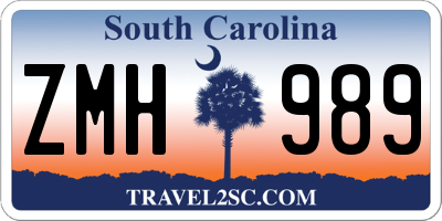 SC license plate ZMH989