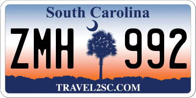 SC license plate ZMH992