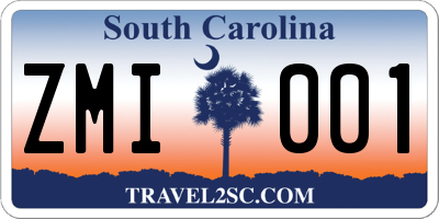SC license plate ZMI001