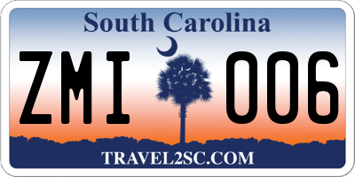 SC license plate ZMI006