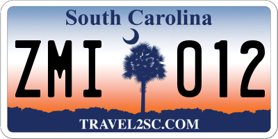SC license plate ZMI012