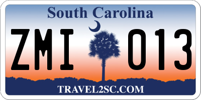 SC license plate ZMI013