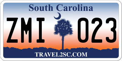SC license plate ZMI023