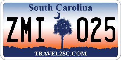 SC license plate ZMI025