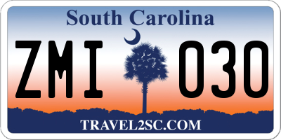 SC license plate ZMI030