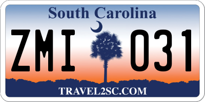 SC license plate ZMI031