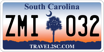 SC license plate ZMI032