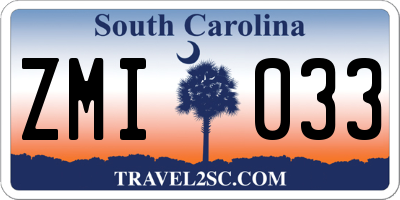 SC license plate ZMI033