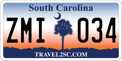 SC license plate ZMI034