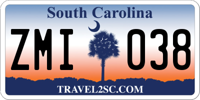 SC license plate ZMI038