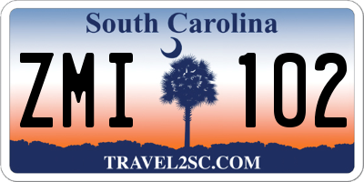 SC license plate ZMI102