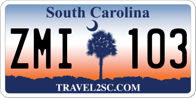 SC license plate ZMI103