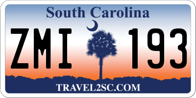 SC license plate ZMI193