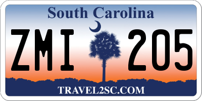 SC license plate ZMI205