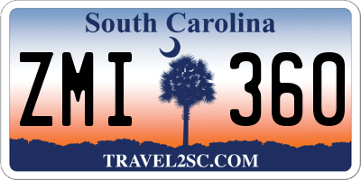 SC license plate ZMI360