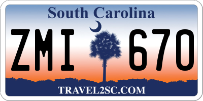 SC license plate ZMI670