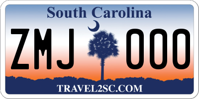 SC license plate ZMJ000