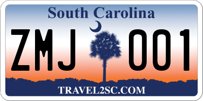 SC license plate ZMJ001