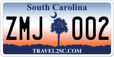 SC license plate ZMJ002