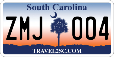 SC license plate ZMJ004