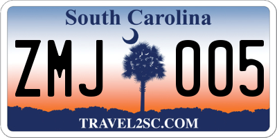 SC license plate ZMJ005