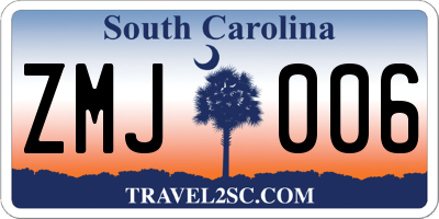SC license plate ZMJ006