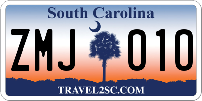 SC license plate ZMJ010