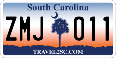 SC license plate ZMJ011