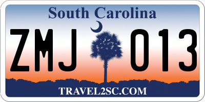 SC license plate ZMJ013