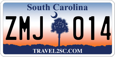 SC license plate ZMJ014
