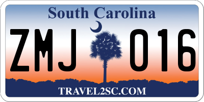 SC license plate ZMJ016