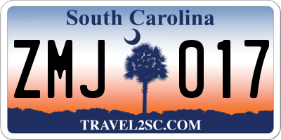 SC license plate ZMJ017