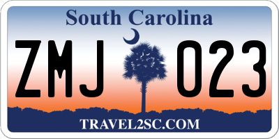 SC license plate ZMJ023