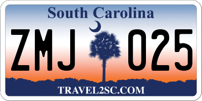 SC license plate ZMJ025