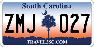 SC license plate ZMJ027