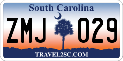 SC license plate ZMJ029
