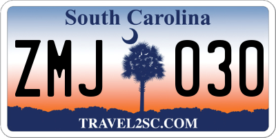SC license plate ZMJ030