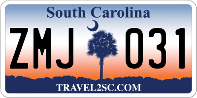 SC license plate ZMJ031