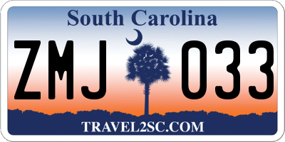 SC license plate ZMJ033