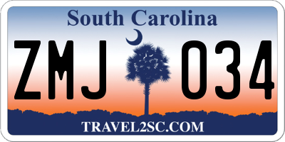 SC license plate ZMJ034