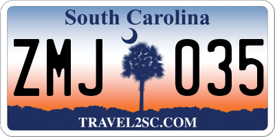 SC license plate ZMJ035