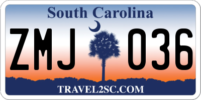SC license plate ZMJ036