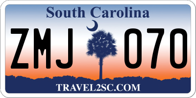 SC license plate ZMJ070
