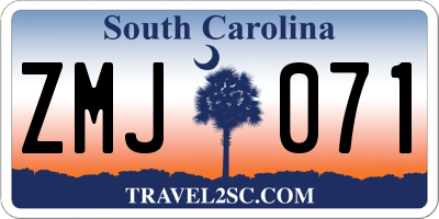 SC license plate ZMJ071