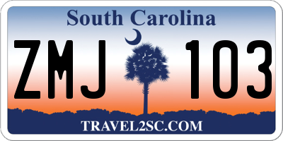 SC license plate ZMJ103
