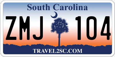 SC license plate ZMJ104