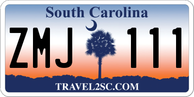 SC license plate ZMJ111