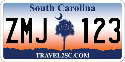 SC license plate ZMJ123